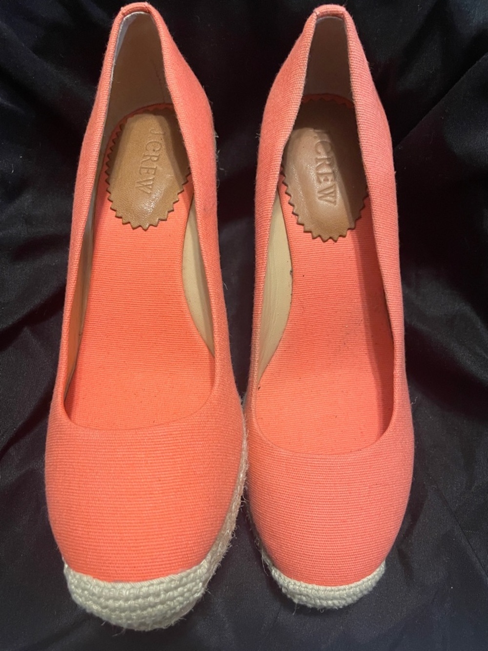 J. Crew Coral Canvas Espadrille Wedge Pumps